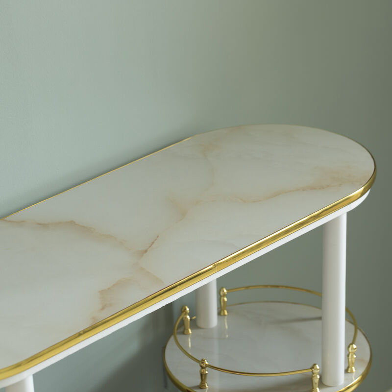 Sturdy, Portable, Easy Assembly Wooden Console Table Mini Bar Cabinet, Modern Style Multi functional from Coffee and Tea Haven, Drink Station or a Beer Island in your Kitchen, Brown