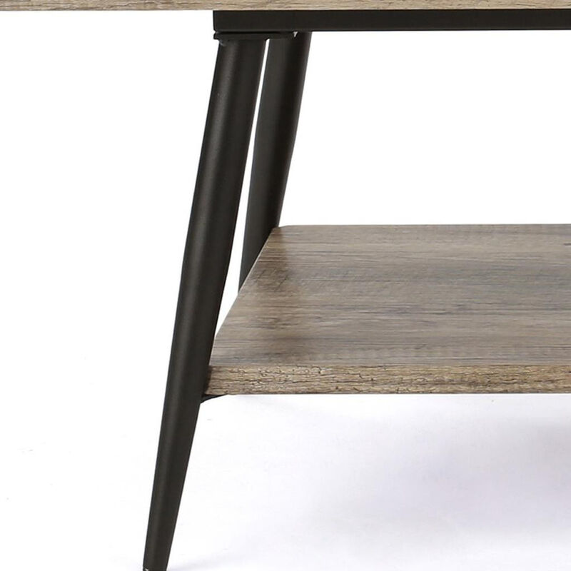 HomeRoots 43" Gray and Black Wood Coffee Table image number 4