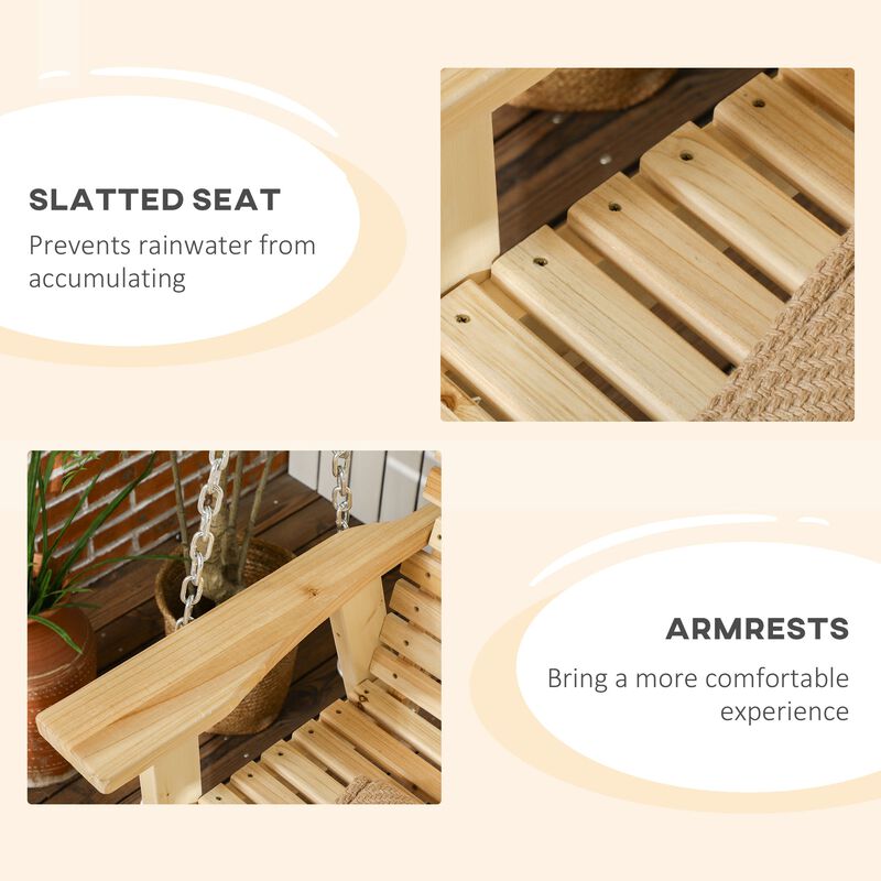 Outdoor Seating: 2-Person Hanging Porch Swing with Metal Chains