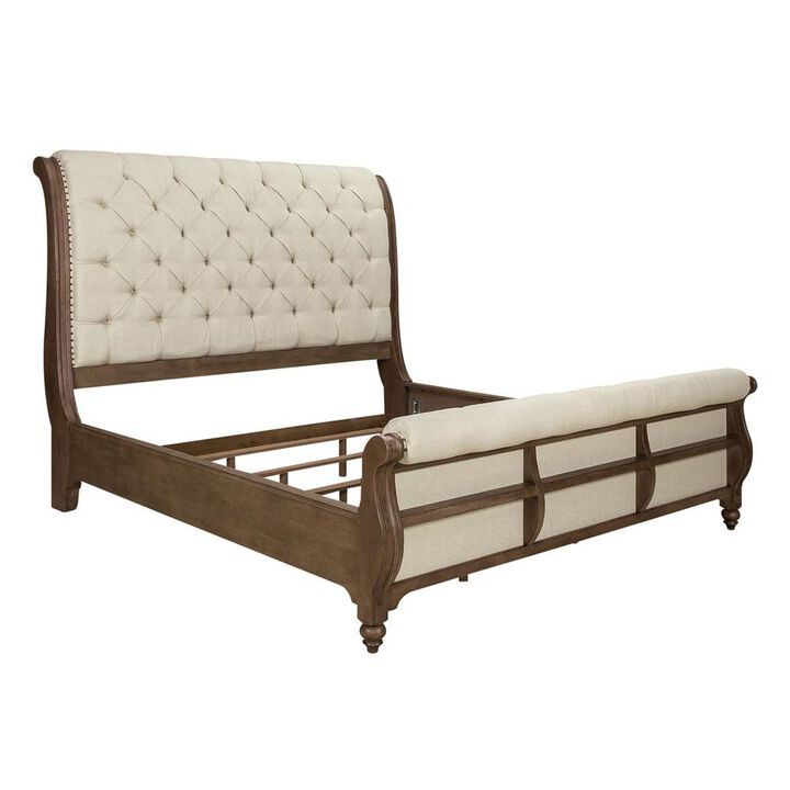 Liberty Furniture Americana Farmhouse Queen Sleigh Bed in Dusty Taupe