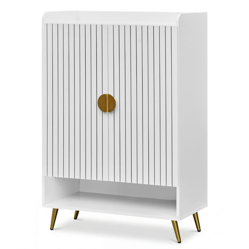 44" Tall Shoe Storage Cabinet with 7-Tier Doors and Adjustable Shelves for Entryway image number 0