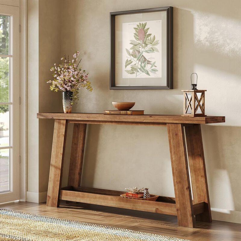 Tribesigns Classic 2-Tier Wood Console Table image number 2