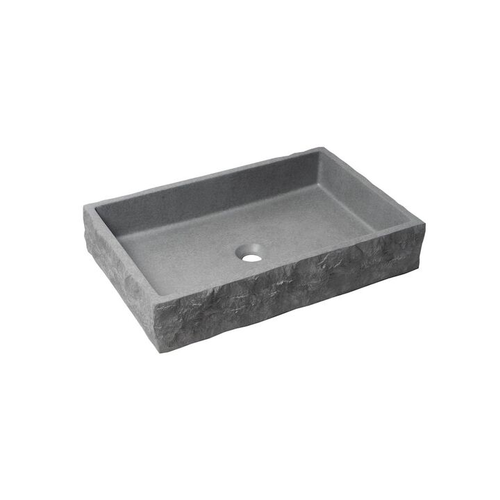 ALFI brand 24 Solid Concrete Chiseled Style Rectangular Above Mount Vessel Sink