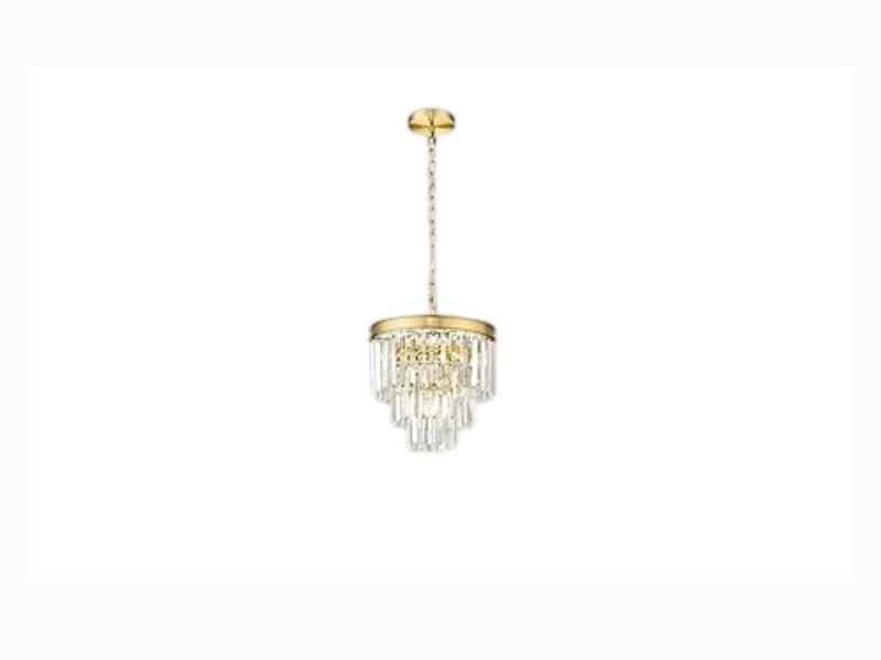 12" 3-Tier Gold Crystal Chandelier – Vintage Pendant for Kitchen Island, Dining Room & Bedroom (E12 Base, Adjustable Height)