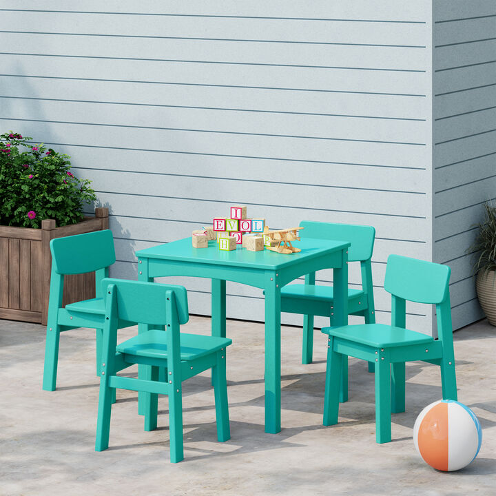 WestinTrends Kids 5-Piece Modern HDPE Dining Table and Chairs Set