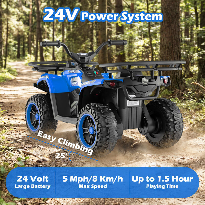 Kids Electric Ride On Quad with 24V Battery and LED Headlights for Outdoor Use image number 8