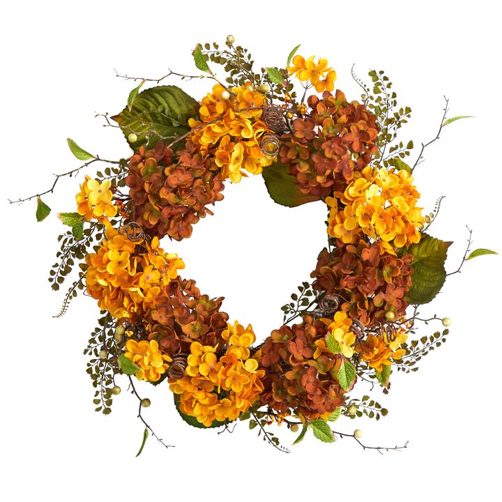 HomPlanti 24" Fall Hydrangea Artificial Autumn Wreath