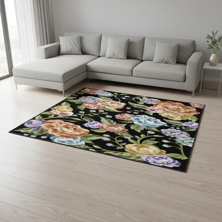 HomeRoots Floral Washable Area Rug