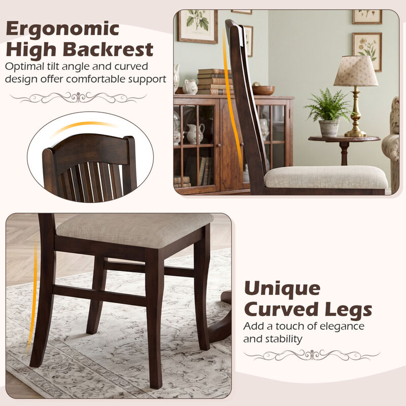 Set of 4 Dining Side Chairs with Rubber Wood Frame and Padded Seats image number 5