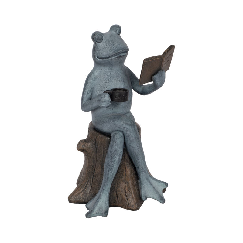 Frog On Stump W/ Book & Coffee image number 1