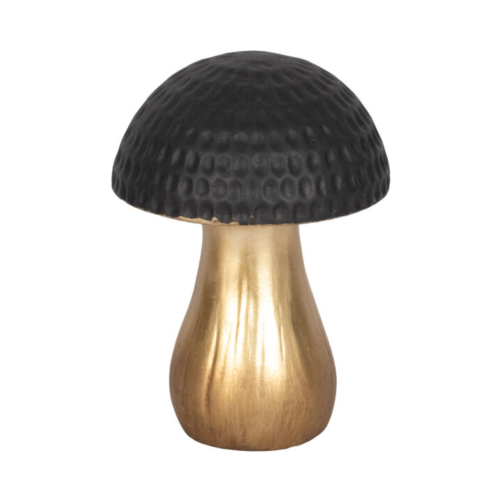 7" Hammered Top Mushroom, Black/gold