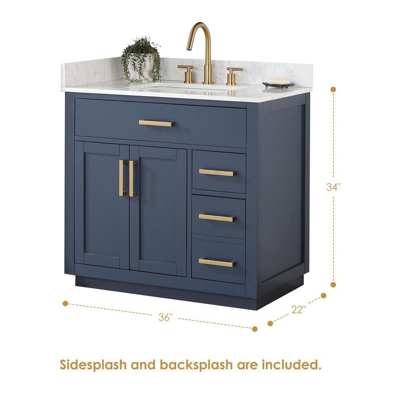 Altair 36 Single Bathroom Vanity in Royal Blue with Mirror