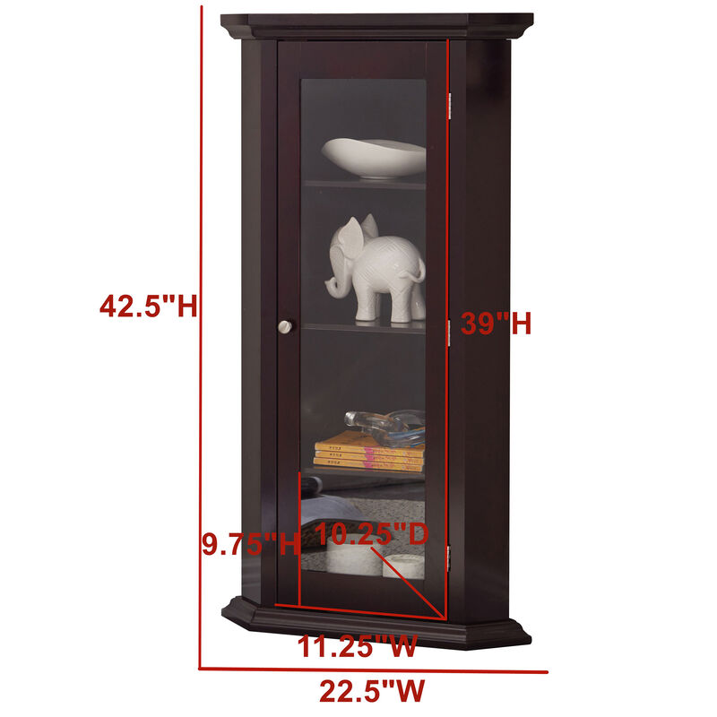 Kings Brand Furniture Cambridge Corner Curio Storage Cabinet image number 3