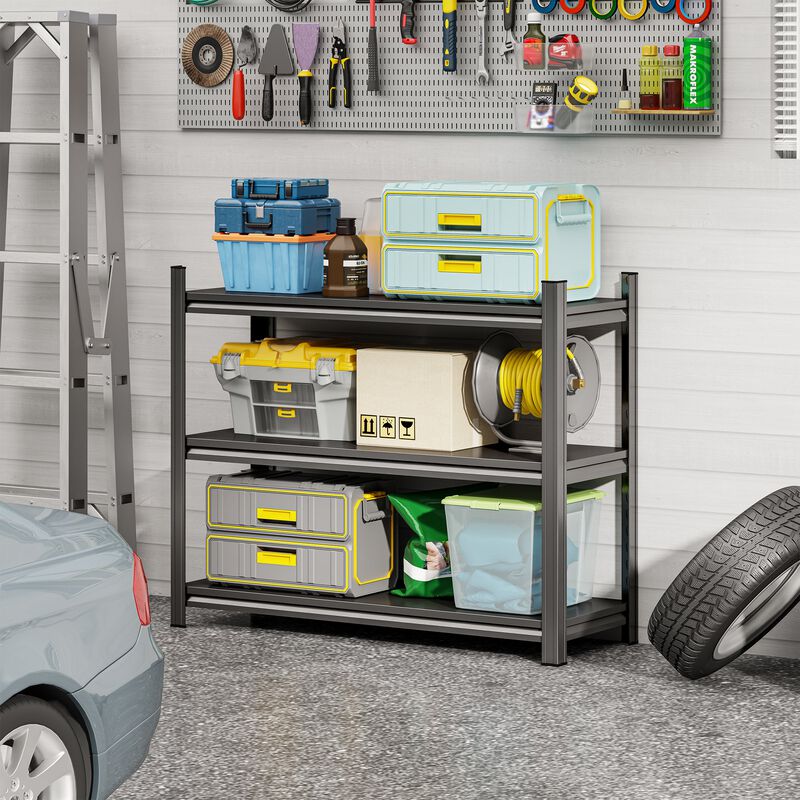 Clihome 3-Layer Metal Storage Rack, 1200lb Capacity Heavy Duty Metal Shelving Unit,Adjustable Shelves for Garage, Kitchen, Pantry Organization