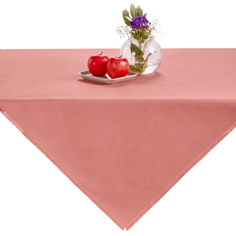 Solino Home Fringe 100% Linen Table Throw &ndash; Handcrafted, Machine Washable, Perfect for Holiday and Everyday Dining