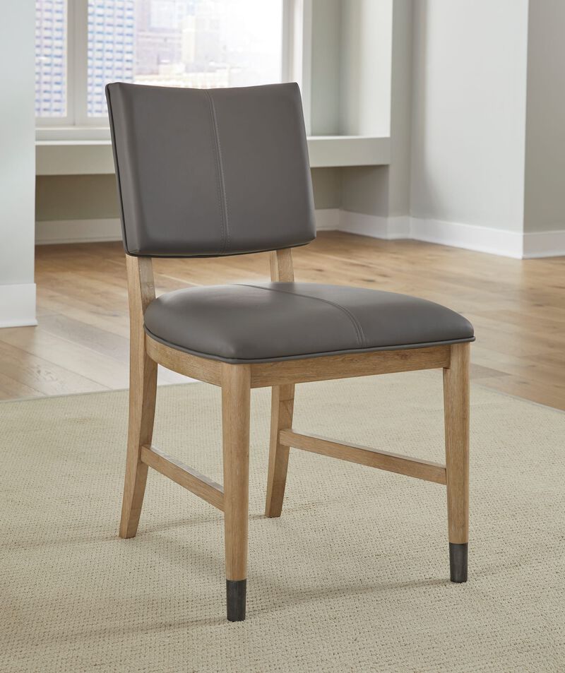 Franklin Dining Chair in Au Natural and Gray Leather - Set of 2