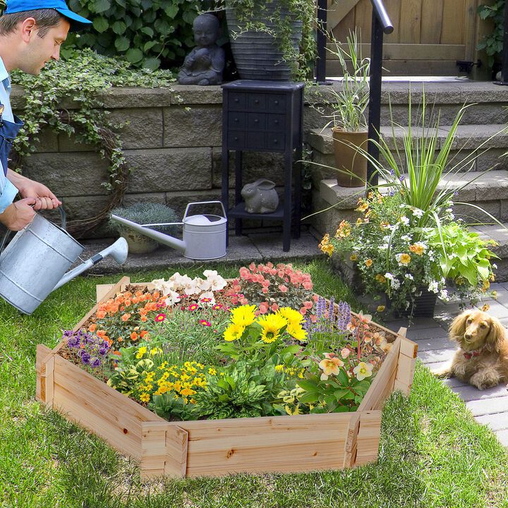 Hivvago 39x36 in Screwless Hexagon Raised Garden Bed