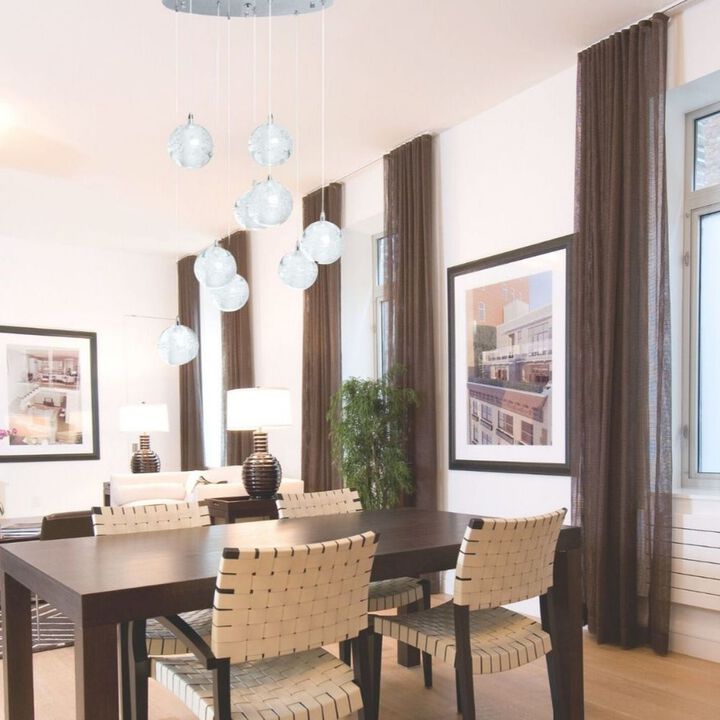 Spheres Chandelier Chrome Metal and Crystal 9 LED Lights