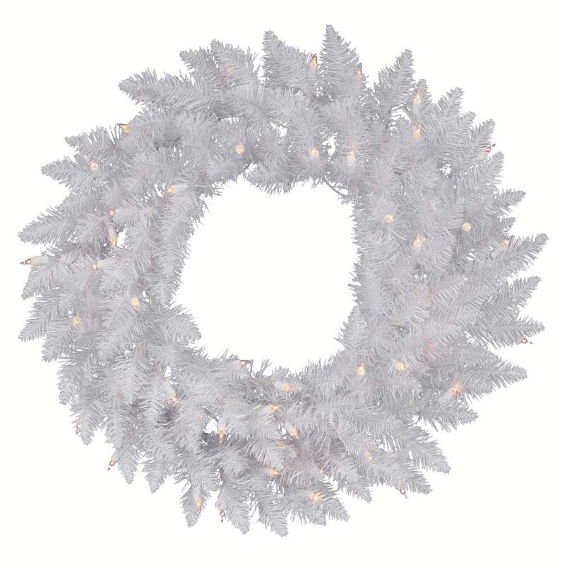 Vickerman 60" Sparkle White Spruce Artificial Christmas Wreath, Warm White LED Lights - Faux Spruce Christmas Wreath - Seasonal Indoor Home Decor image number 0