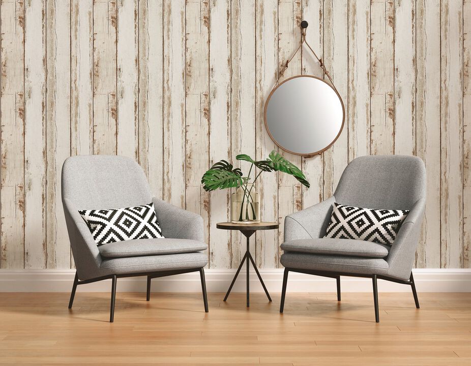 The Woods and Wicker Wood Stripe Effect Motif Bronze Brown Wallpaper WW22232