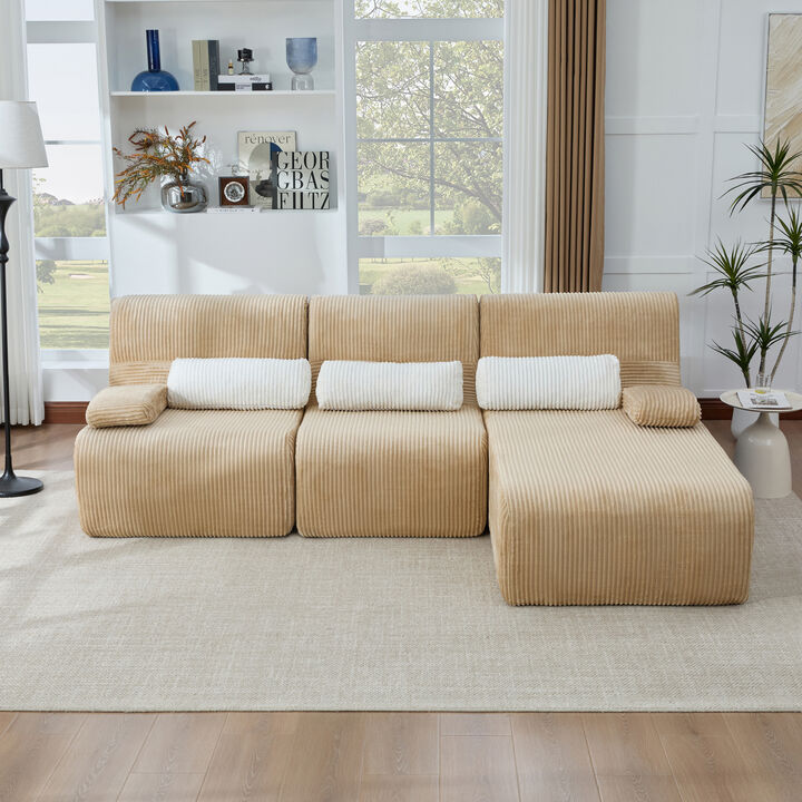 Merax Corduroy Oversized Deep-Seat Sectional Sofa