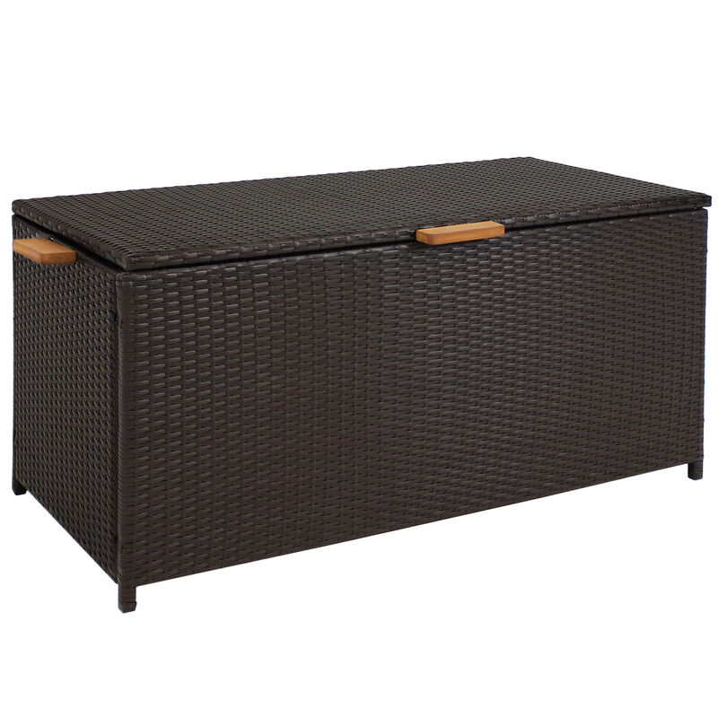 Sunnydaze Resin Wicker Indoor/Outdoor Storage Deck Box with Handles