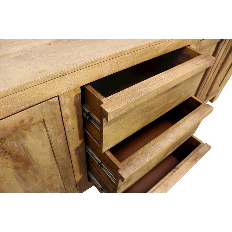 Mid-Century Jaden Sideboard 3 Drawers, 4 Doors in Distressed Natural