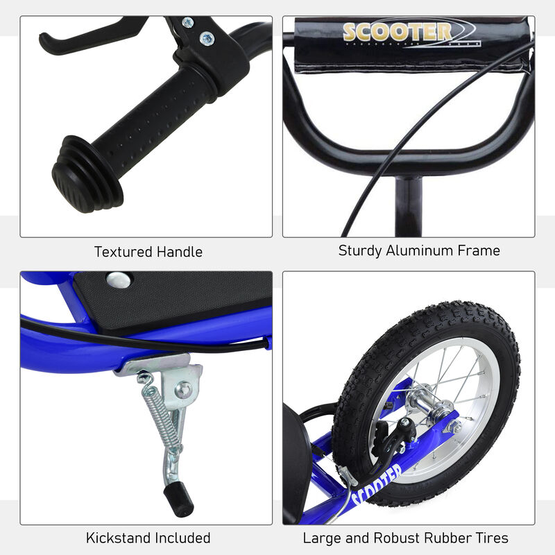 BreeBe Youth Scooter Kick Scooter with Adjustable Handlebar 16" Front and 12" Rear Dual Brakes Inflatable Wheels image number 6