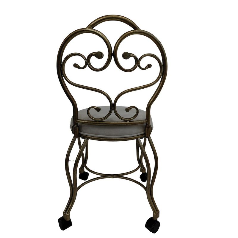 Carolina Chair & Table Victorian Vanity Stool with Back - Bronze