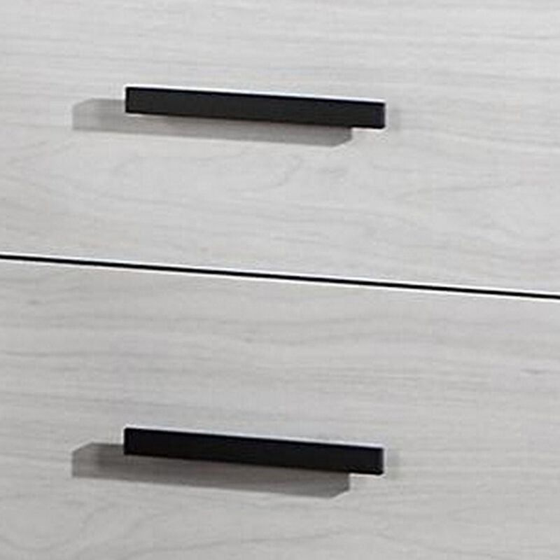 Kopa 26 Inch Nightstand with 2 Drawers, Black Handles, White Wood Finish - Benzara