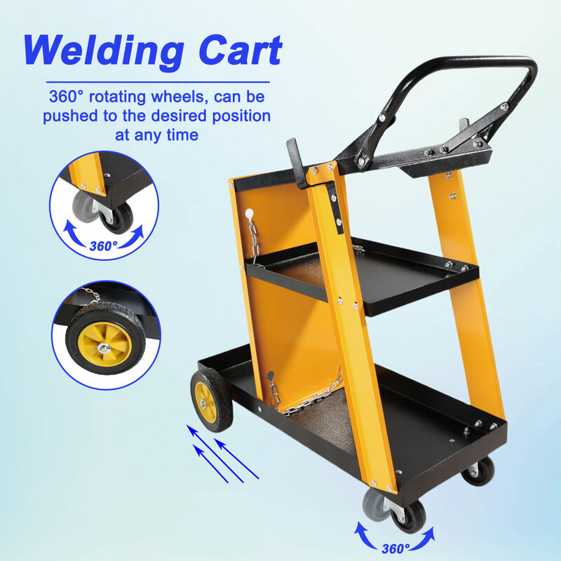 ELEMENT ACE Heavy Duty 3-Tier Multi-Function Welding Cart with Gas Bottle Storage, Safety Chains for Tig Mig Welder Plasma Cutter Home DIY & Industrial Welding Operations image number 6