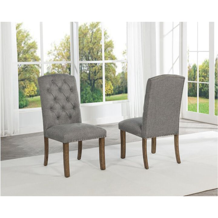 Best Quality Furniture Dark Grey Dining Chair With Linen Fabric (Set Of 2)