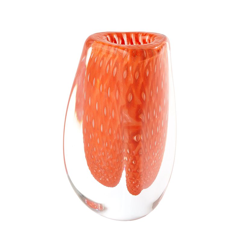 Triangular Bubbled Vase-Orange