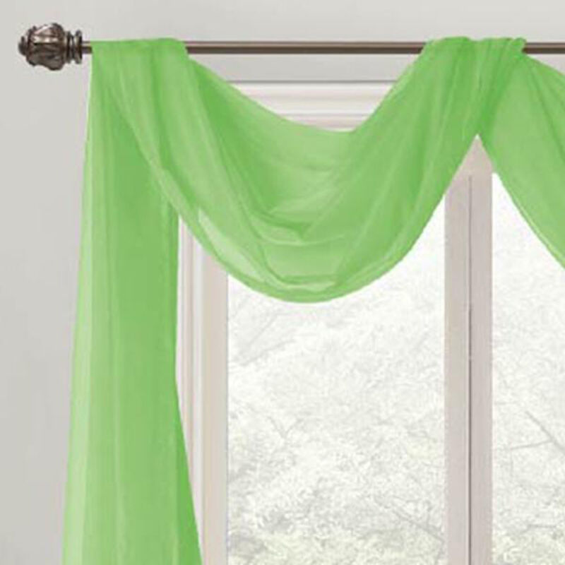 Celine Sheer 55 x 216 in. Sheer Curtain Scarf Valance Neon Green