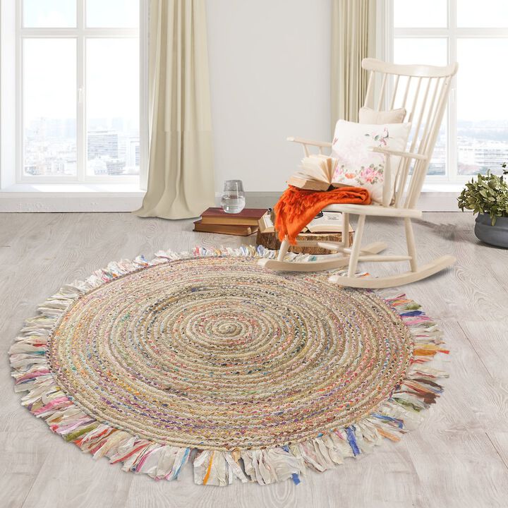 LR Home Boutique Jute Cotton Blend Area Rug Indoor