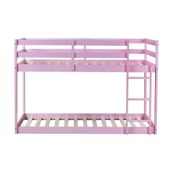Whisen Rubber Wooden Twin over Twin Loft Bed with Ladder ,Upper and Bottom Bed Platforms crafted with Strengthened Slats
