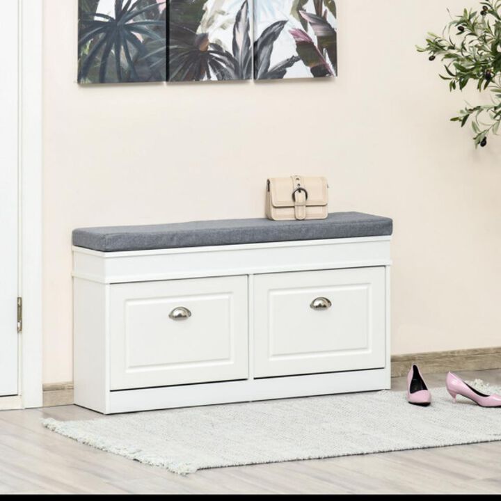 Shoe Bench with Storage Cabinets For Entryway