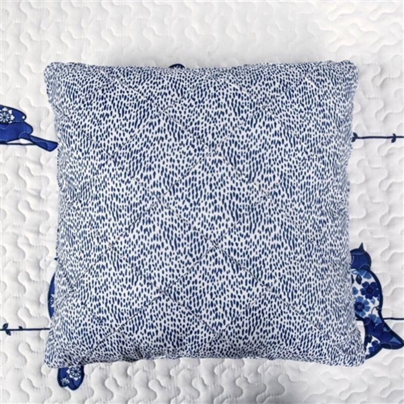 Hivvago King size Blue White Navy Floral Birds On Wire Lightweight 7 Piece Quilt Set