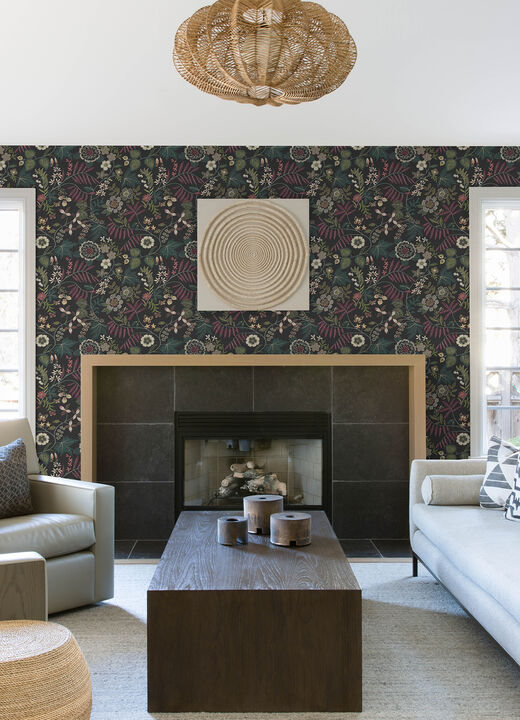 Marilyn Black Floral Trail Wallpaper