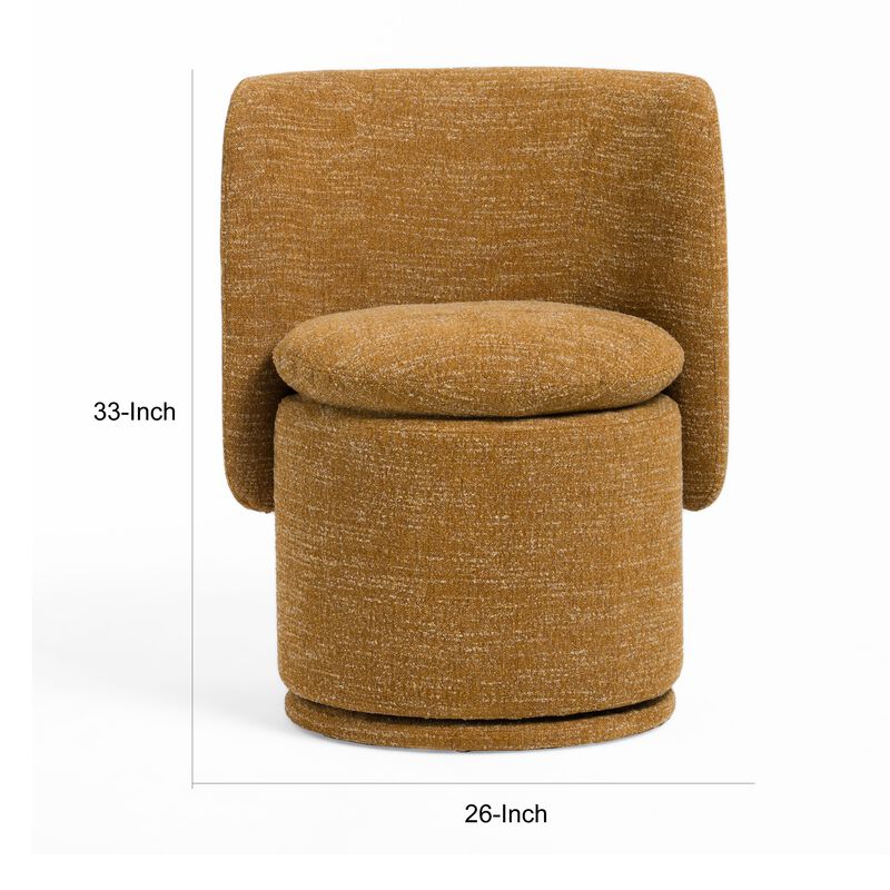 Reno Nori 26 Inch Swivel Dining Chair, Yellow Polyester, Solid Poplar Wood - Benzara image number 5