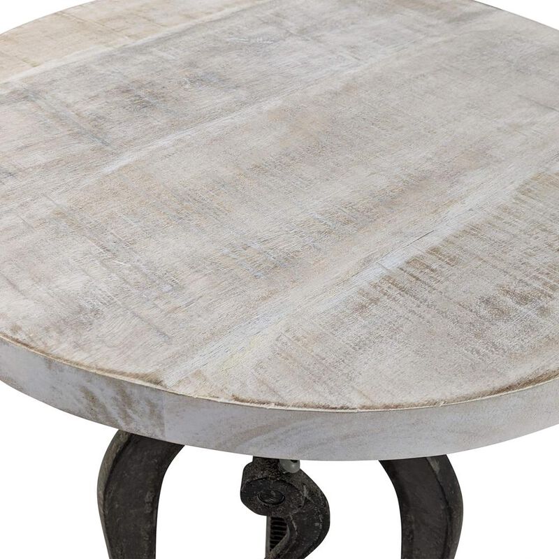 Carolina Living Regan Adjustable Accent Table - Natural Driftwood Top - Aged Iron Base