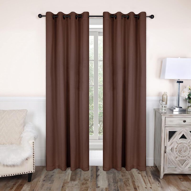 Set of 2 Blackout Curtains Rod Pocket Solid Room Darkening image number 1