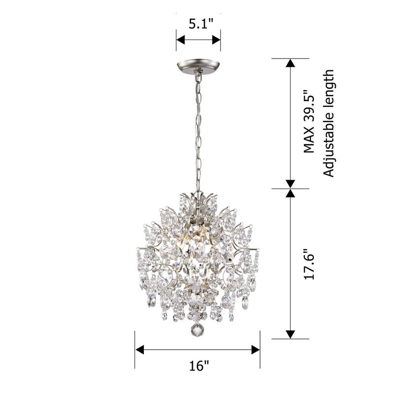 Alice Indoor 3-light Brushed Champagne Silver Crystal Chandelier image number 2