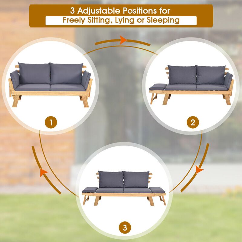 Outdoor Convertible Sofa Chair &ndash; Adjustable Patio Seat with Plush Cushions image number 6