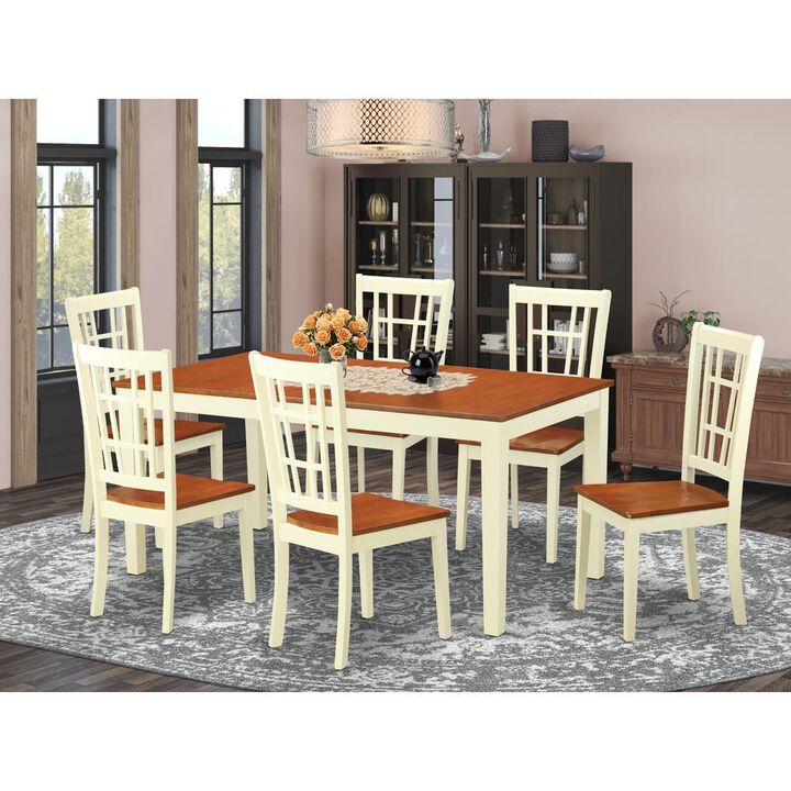 7 Pc Dining room set-Dining Table with Leaf and 6 Kitchen Dining Chairs