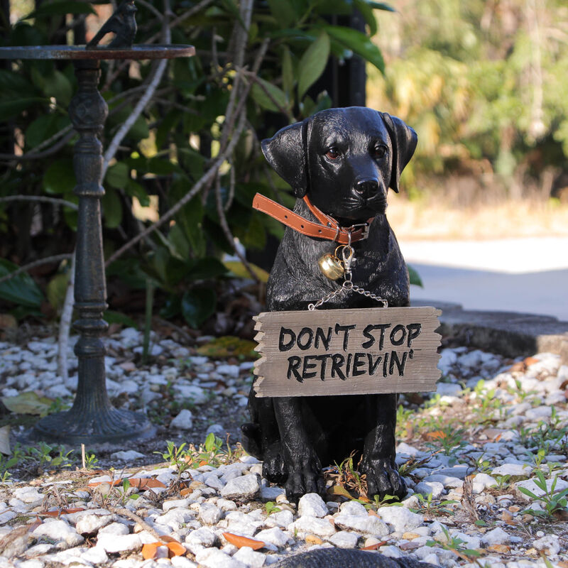 Black Lab Dog Indoor Outdoor Welcome Statue with Reversible Message Sign image number 5