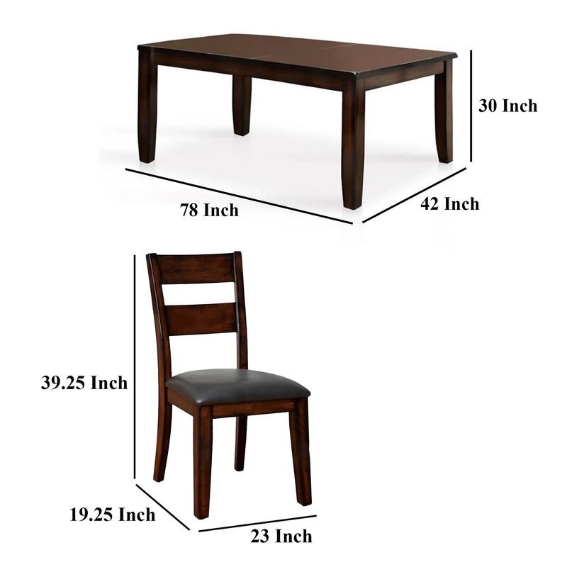 Dicky 9pc Dining Set, 60-78in Table, 8 Chair Faux Leather, Cherry Wood image number 4