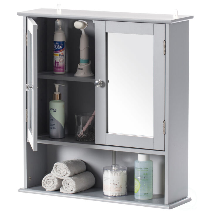 Gray Mirror Wall Mounted Cabinet For the Bathroom and Vanity with Adjustable Shelves