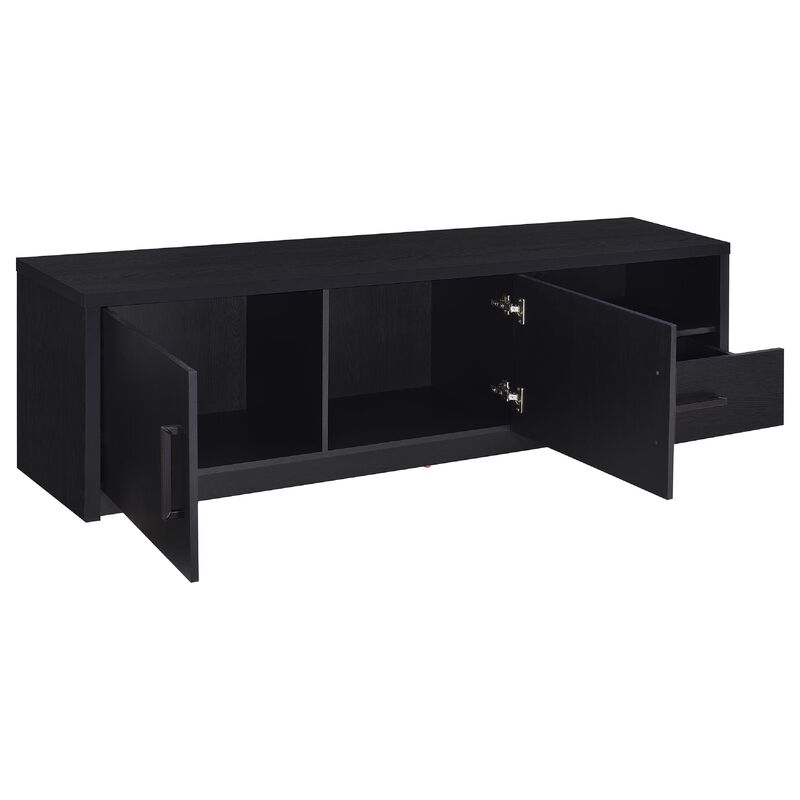 Marge TV Stand Media Console, 2 Doors and Drawer, Black Wood 70 Inch image number 3