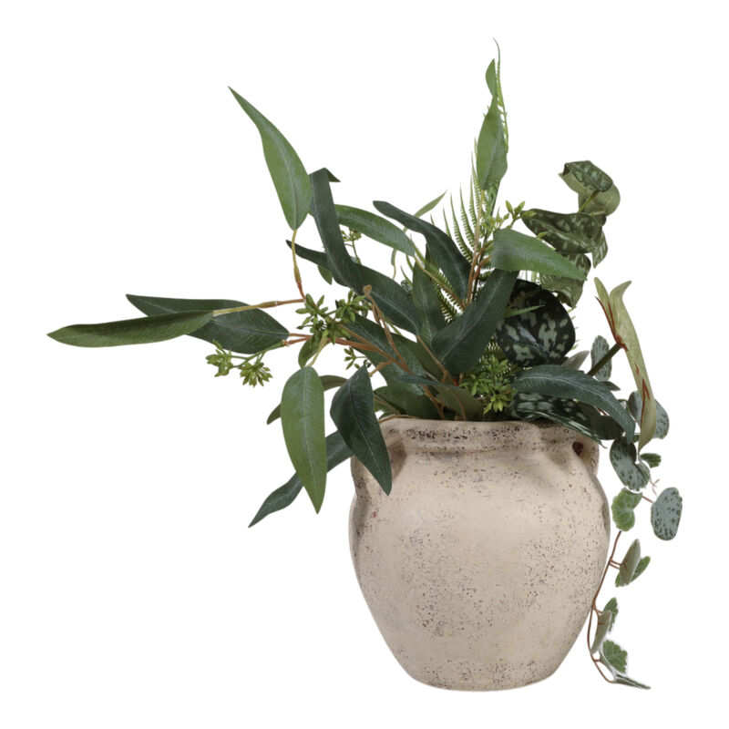 8x8" Terracotta Double Handle Vase, Ivory image number 1